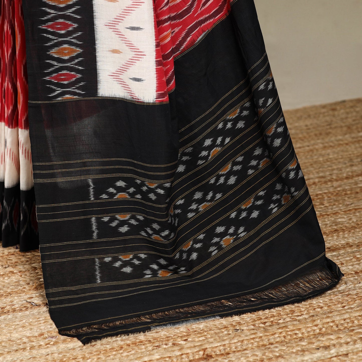 Red - mercerised cotton handloom pochampally ikat saree 56