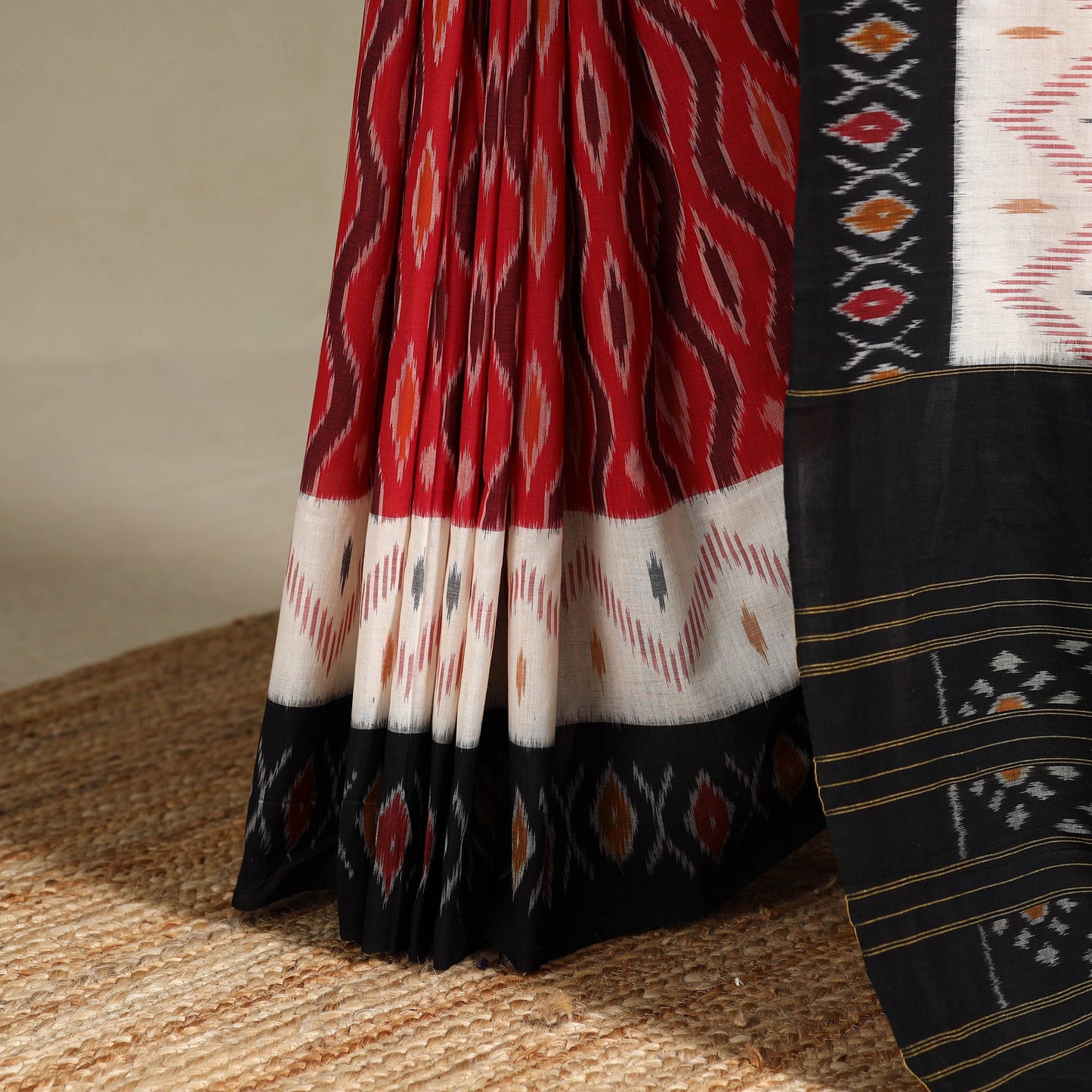 Red - mercerised cotton handloom pochampally ikat saree 56