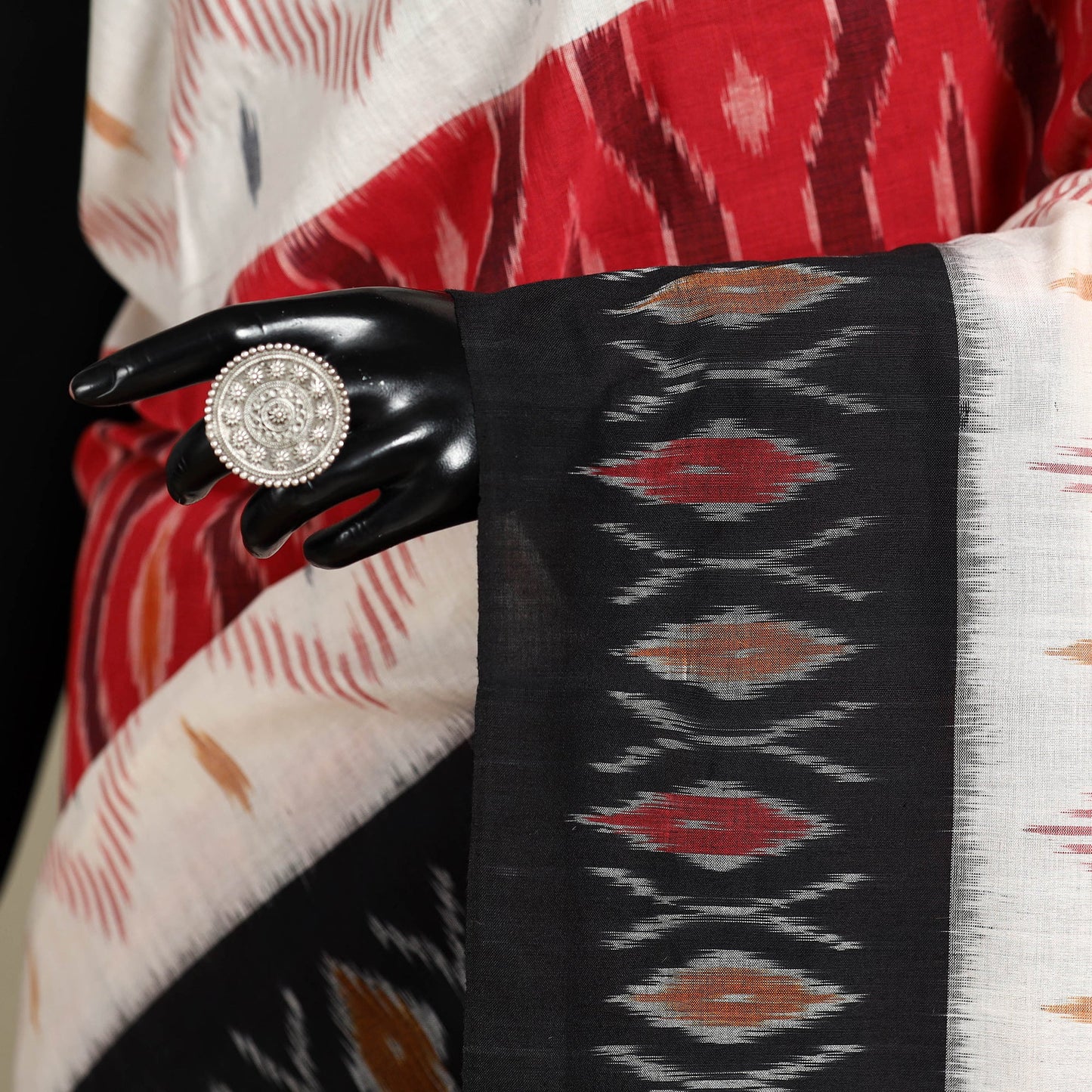 Red - mercerised cotton handloom pochampally ikat saree 56