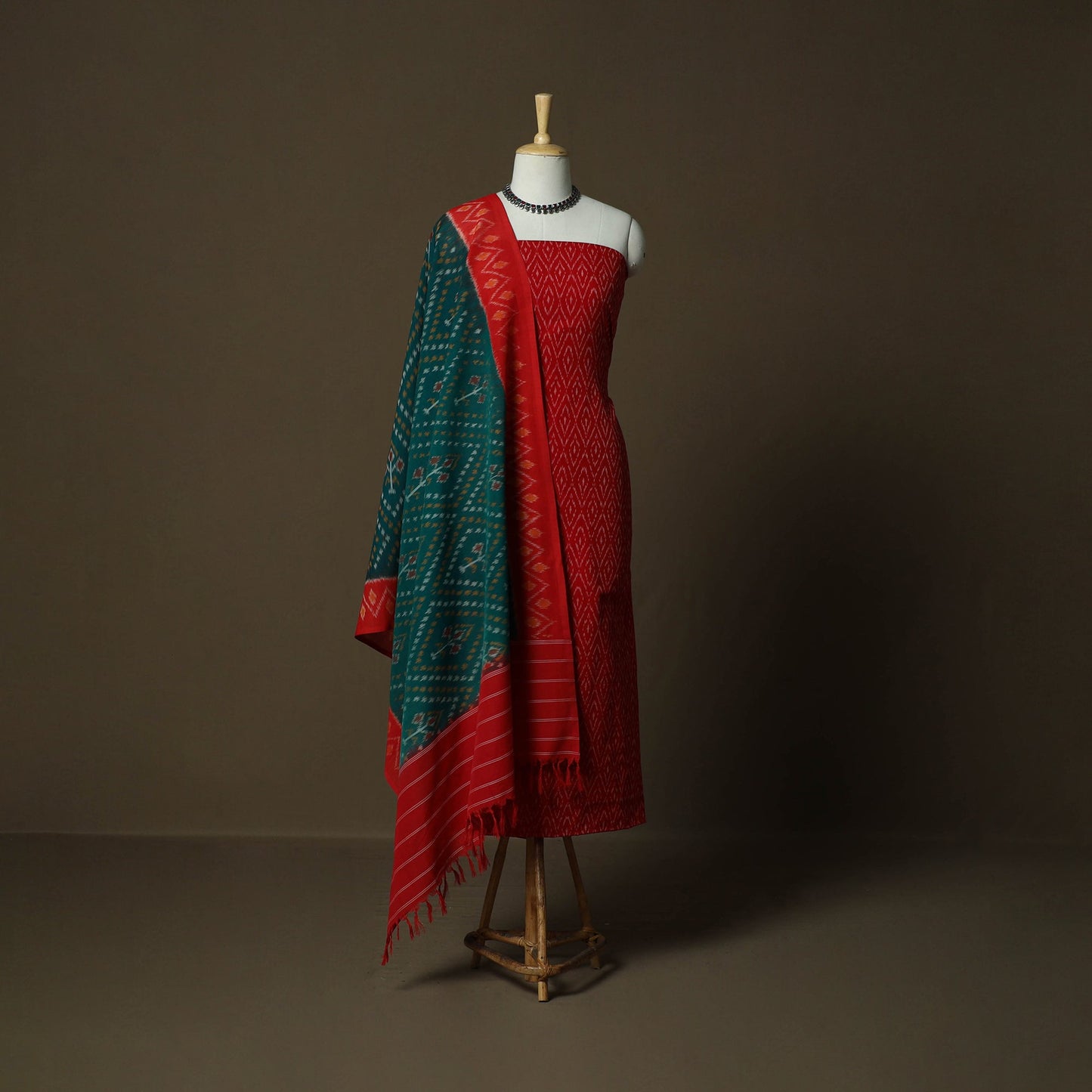 Handloom mercerised cotton pochampally ikat 2pc unstitched