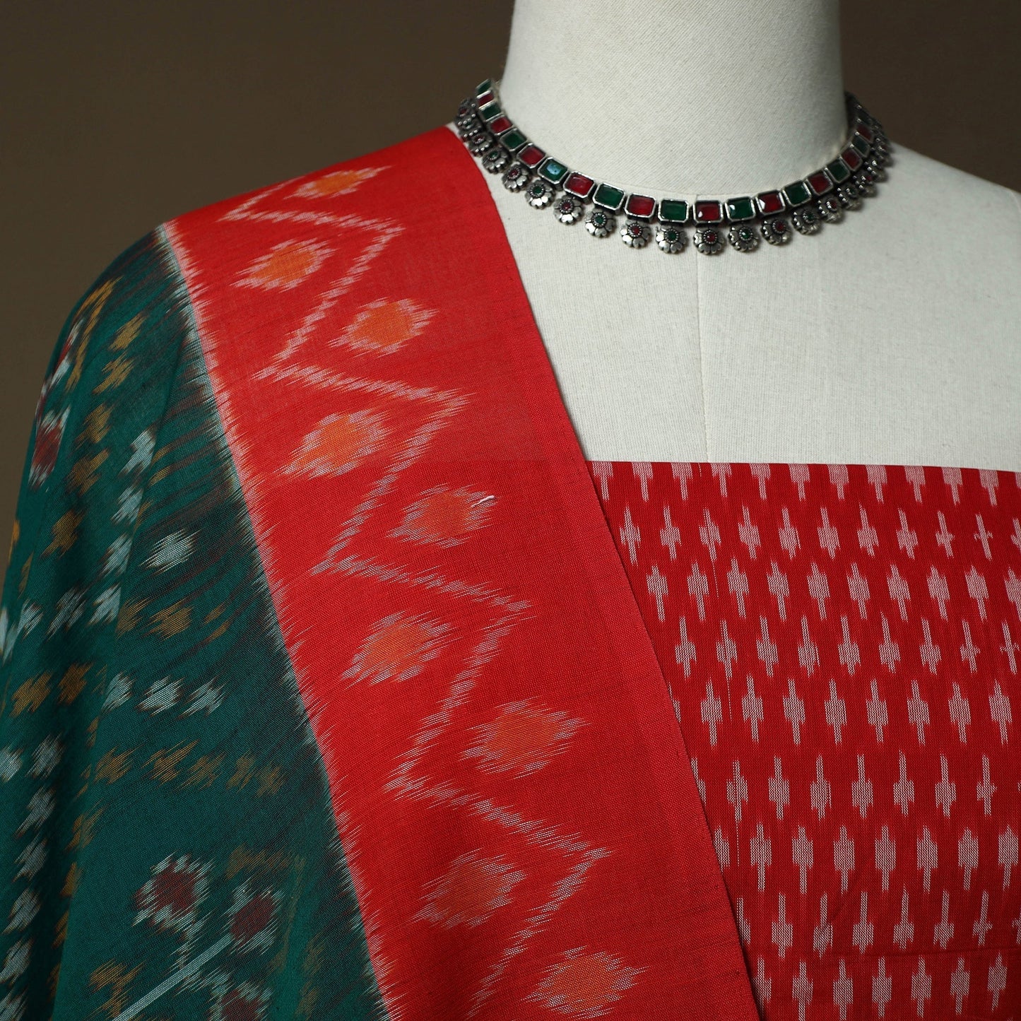 Handloom mercerised cotton pochampally ikat 2pc unstitched