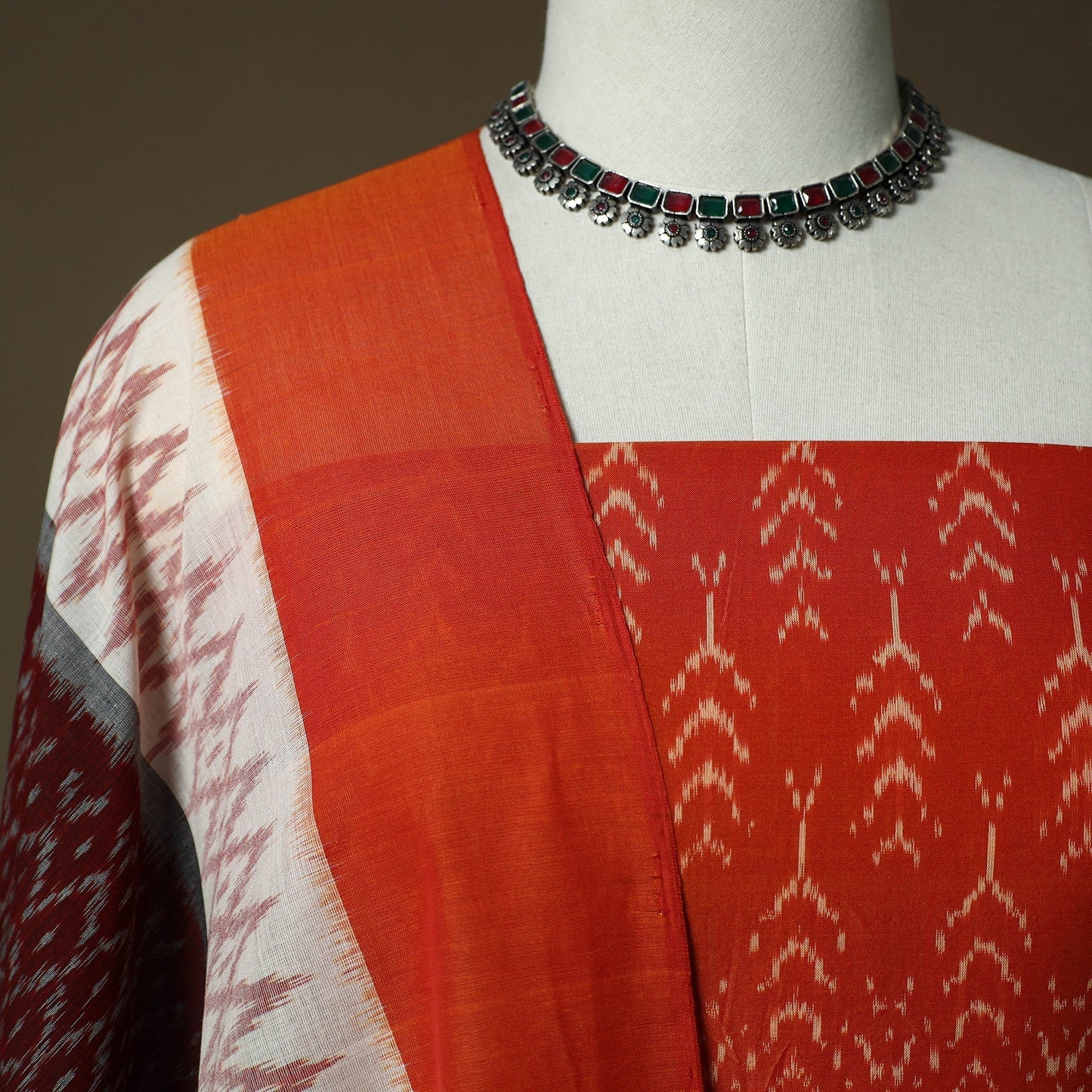 Handloom mercerised cotton pochampally ikat 2pc unstitched