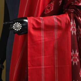 Red - mercerised cotton pochampally ikat dupatta 05