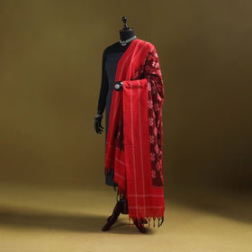Red - mercerised cotton pochampally ikat dupatta 05