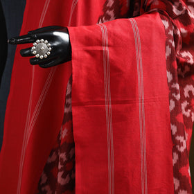 Red - mercerised cotton pochampally ikat dupatta 09