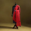 Red - mercerised cotton pochampally ikat dupatta 09