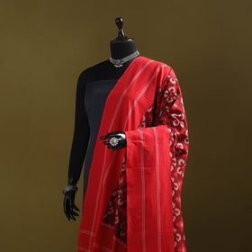 Red - mercerised cotton pochampally ikat dupatta 09