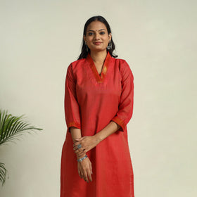  Red Mercerised Cotton Straight Dharwad Kurta