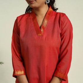  Red Mercerised Cotton Straight Dharwad Kurta