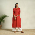 Red Mercerised Cotton Straight Dharwad Kurta