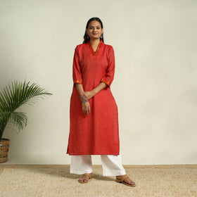  Red Mercerised Cotton Straight Dharwad Kurta