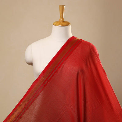  Red Mercerised Cotton Thread Border Dharwad Fabric