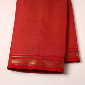  Red Mercerised Cotton Thread Border Dharwad Fabric