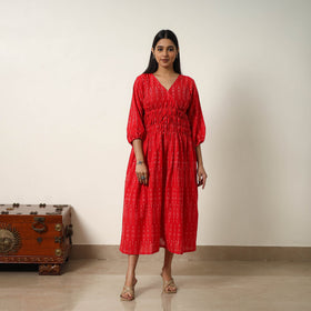 Buy Mercerized Cotton Flared Pochampally Ikat Dress