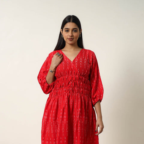 Buy Mercerized Cotton Flared Pochampally Ikat Dress