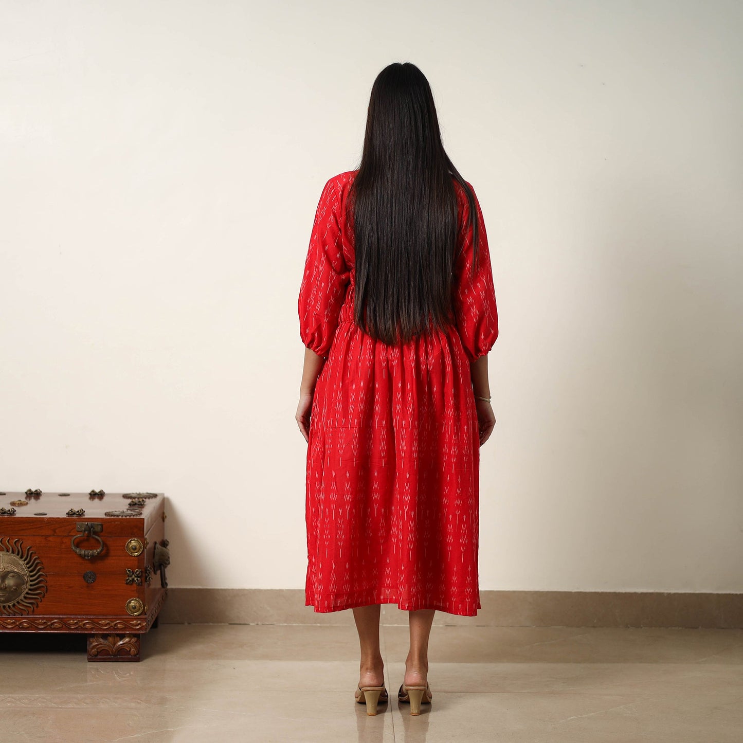 Buy Mercerized Cotton Flared Pochampally Ikat Dress