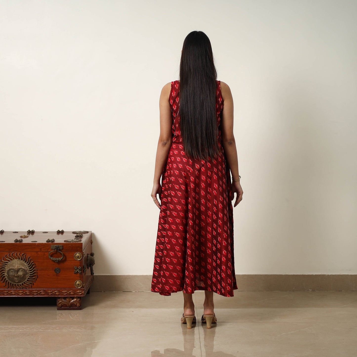 Buy Mercerized Cotton Flared Pochampally Ikat Dress