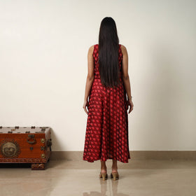 Buy Mercerized Cotton Flared Pochampally Ikat Dress