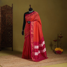 Red - mercerized cotton ilkal saree with border 05