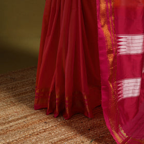 Red - mercerized cotton ilkal saree with border 05