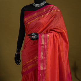 Red - mercerized cotton ilkal saree with border 05