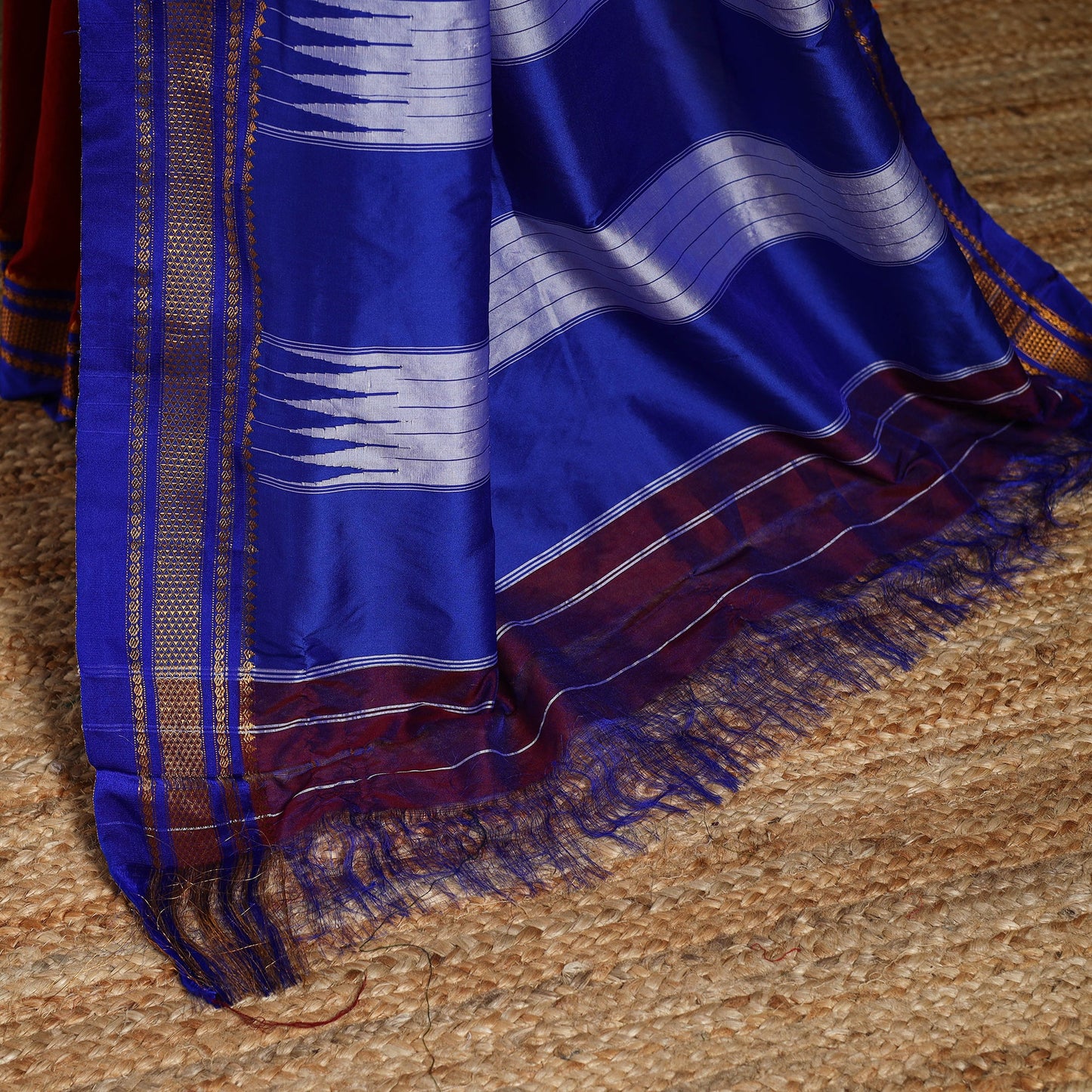 Red - mercerized cotton ilkal saree with border 07