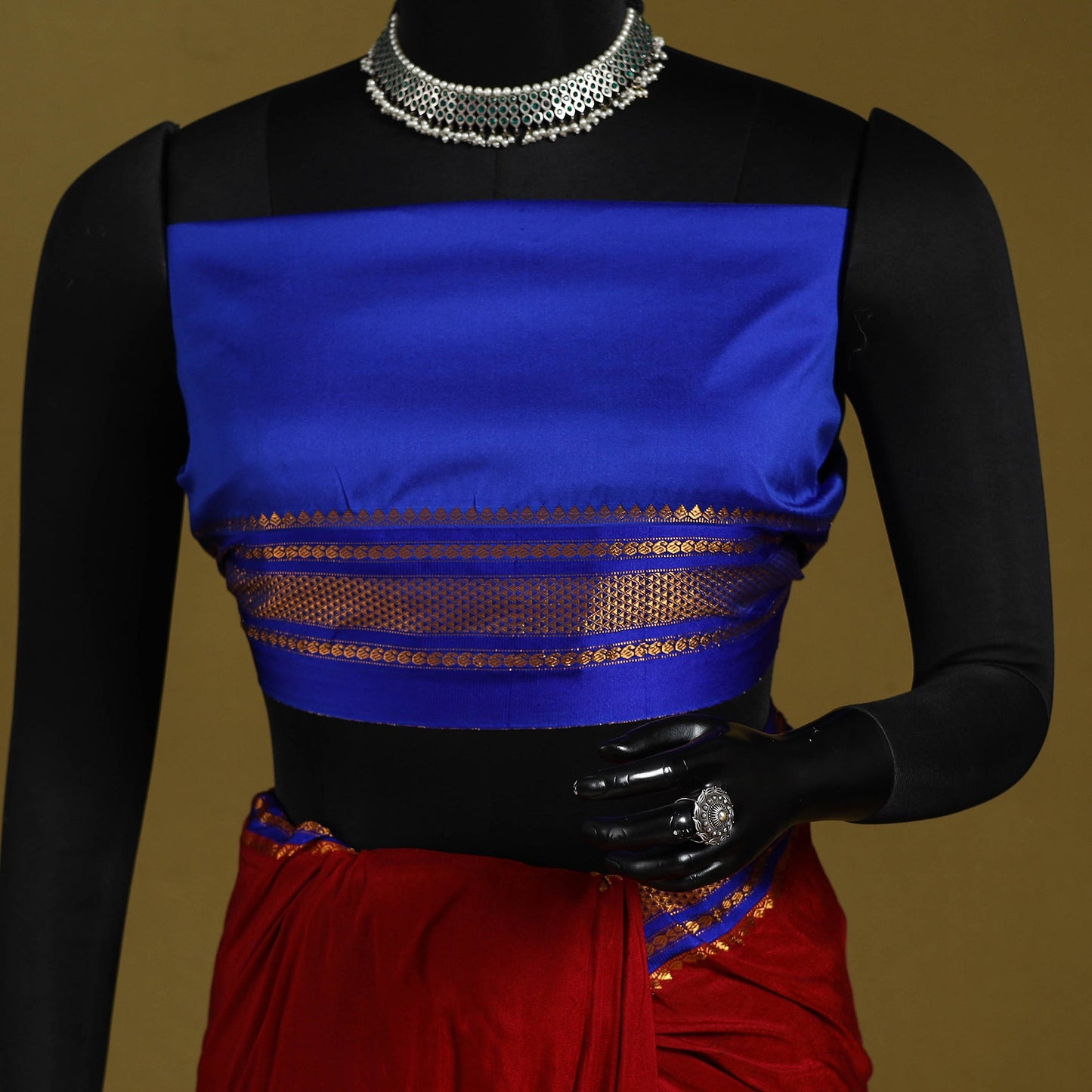 Red - mercerized cotton ilkal saree with border 07