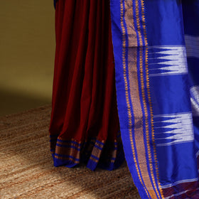 Red - mercerized cotton ilkal saree with border 07