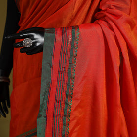 Red - mercerized cotton ilkal saree with border 12