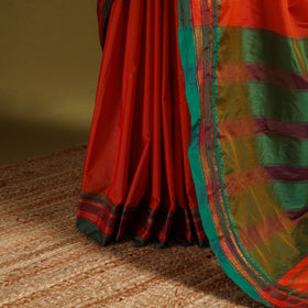Red - mercerized cotton ilkal saree with border 12