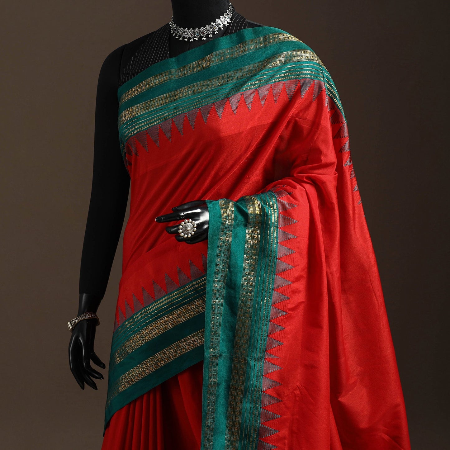 Mercerized cotton ilkal saree with rudraksha border 20