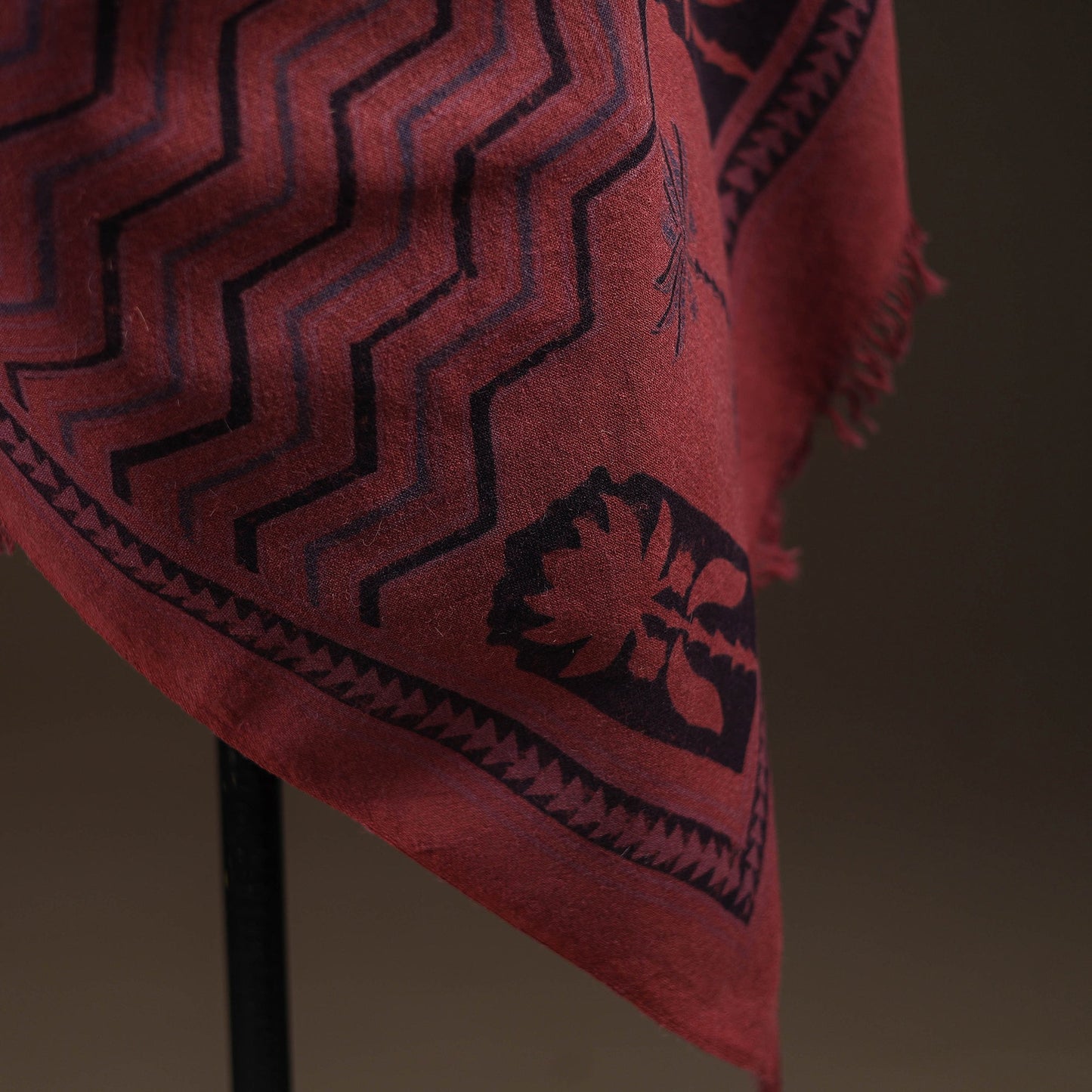 Black - merino wool natural dyed handwoven hand shawl 14