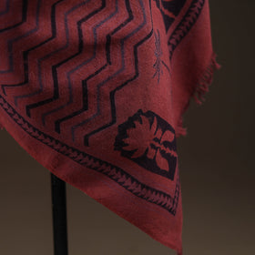 Black - merino wool natural dyed handwoven hand shawl 14