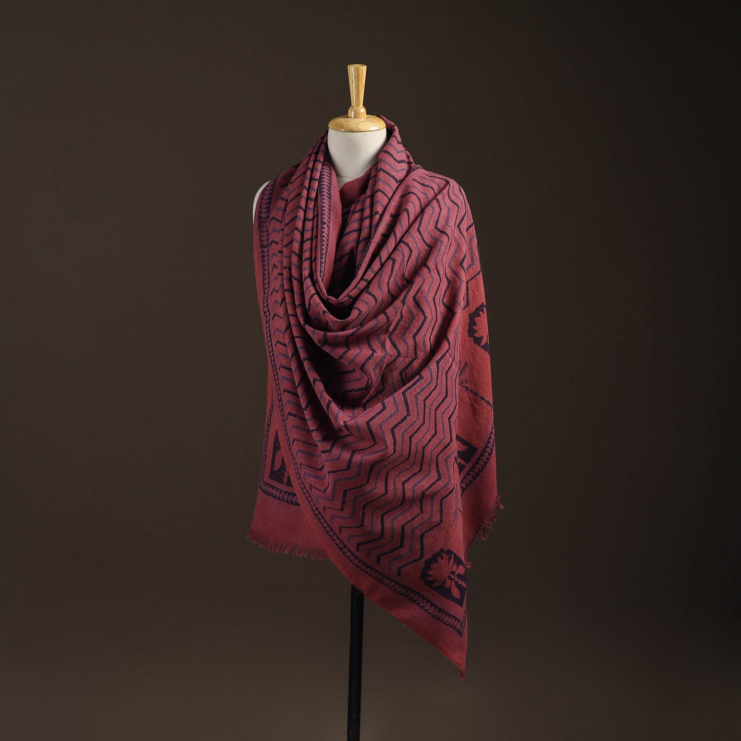 Black - merino wool natural dyed handwoven hand shawl 14