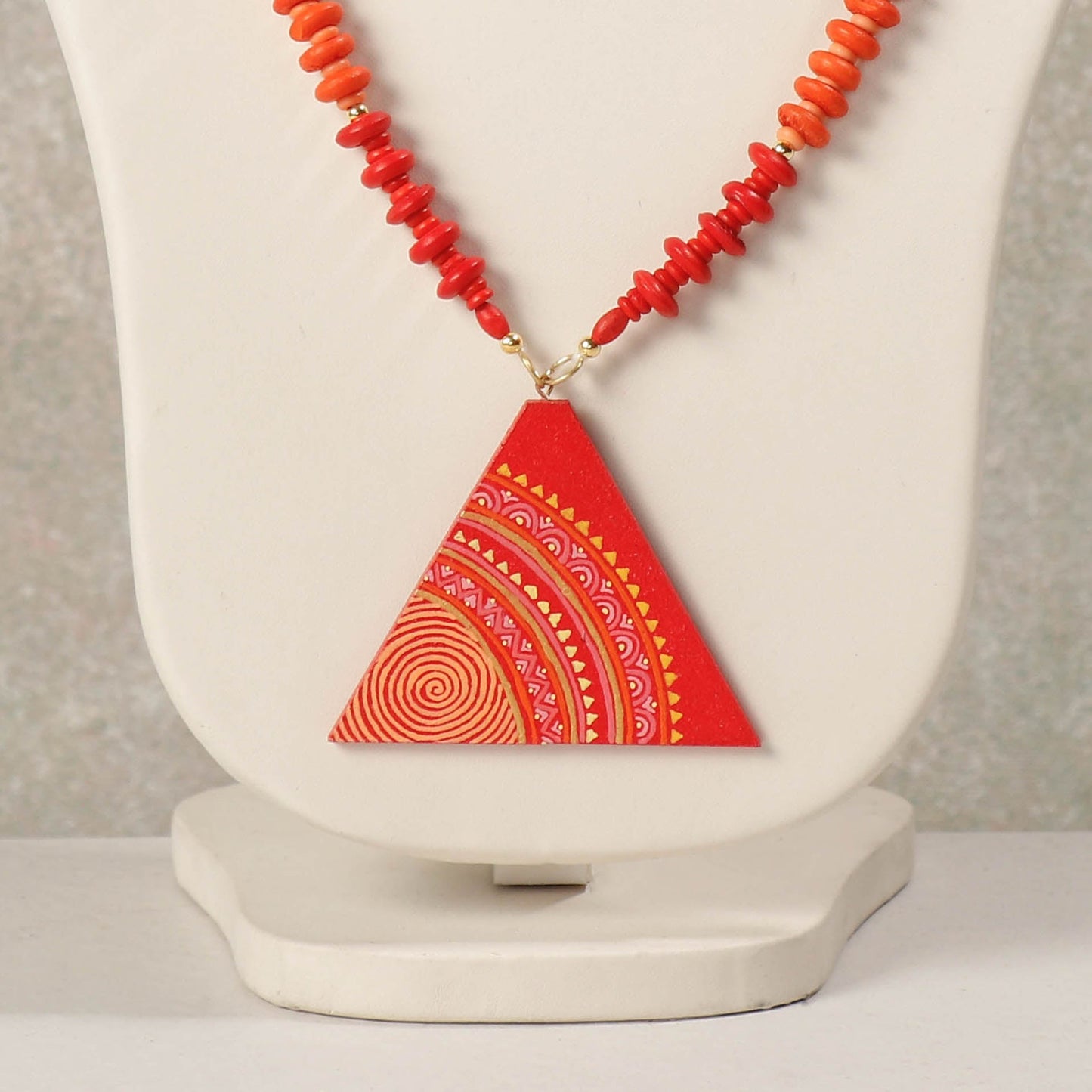 Miniature Handpainted Wooden Necklace With Beads