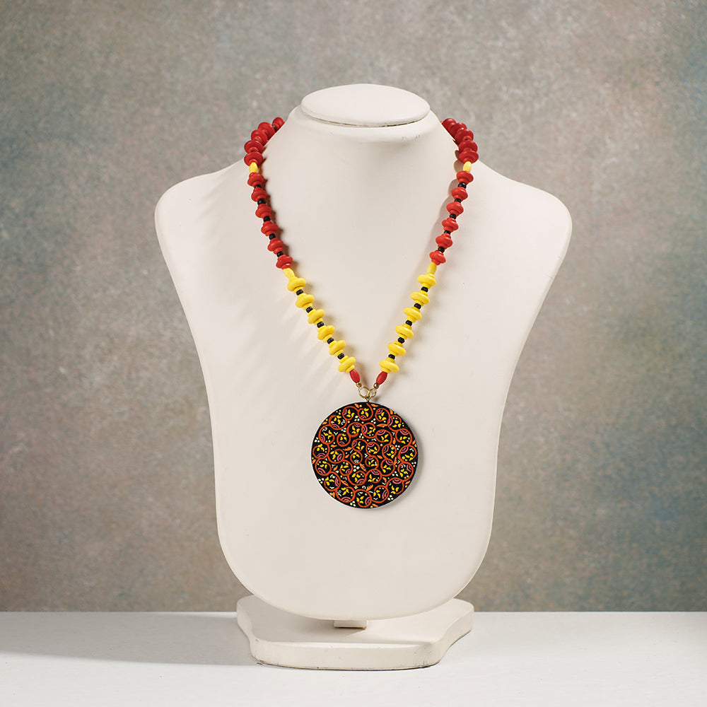  Miniature Handpainted Wooden Necklace With Beads Online at iTokri.com