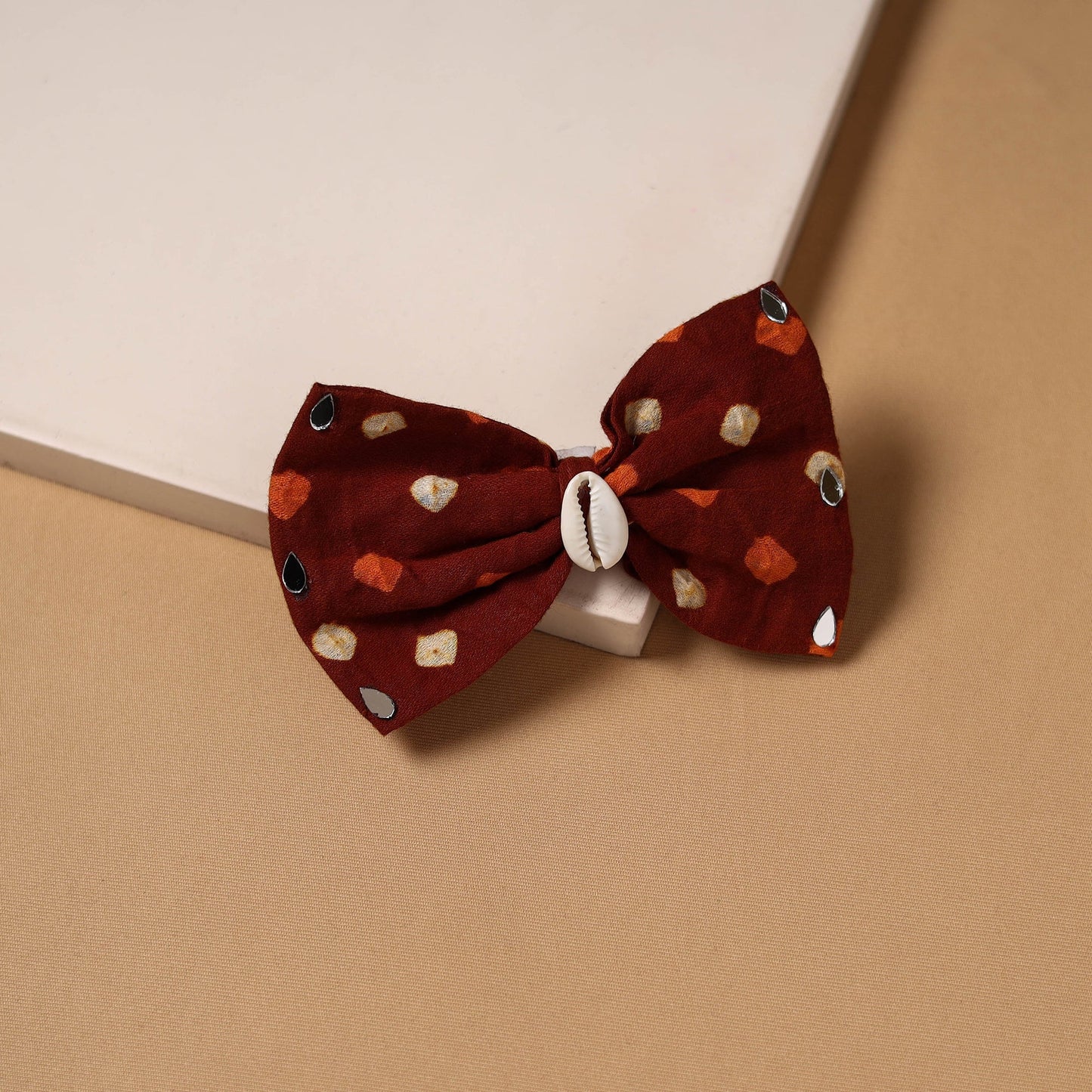 Mirror shell work women’s bow hair clip 40 - handcrafted