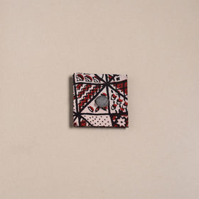 Red - mirror work handmade fabart jute magnet 02