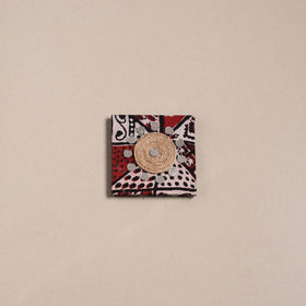 Red - mirror work handmade fabart jute magnet 02