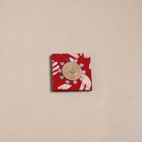 Red - mirror work handmade fabart jute magnet 04