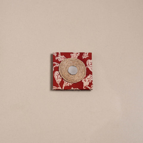 Red - mirror work handmade fabart jute magnet 06