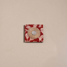 Red - mirror work handmade fabart jute magnet 06