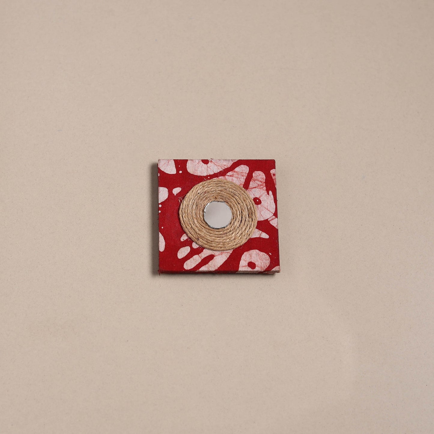Red - mirror work handmade fabart jute magnet 09