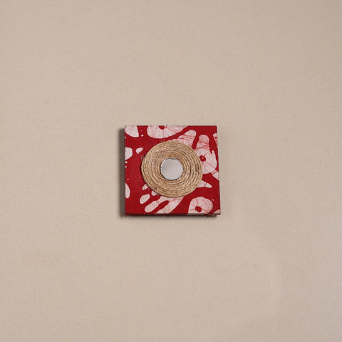 Red - mirror work handmade fabart jute magnet 09