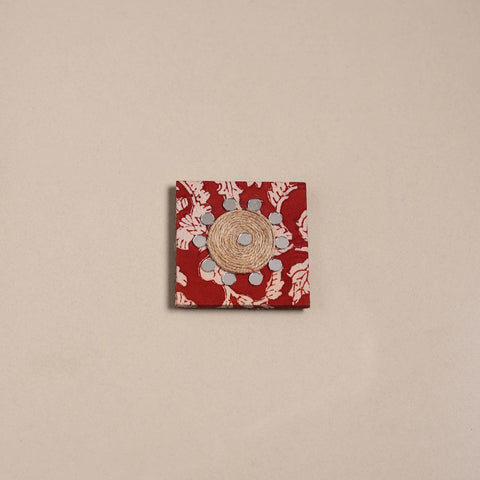 Red - mirror work handmade fabart jute magnet 19