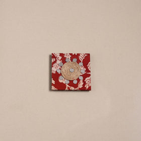 Red - mirror work handmade fabart jute magnet 19