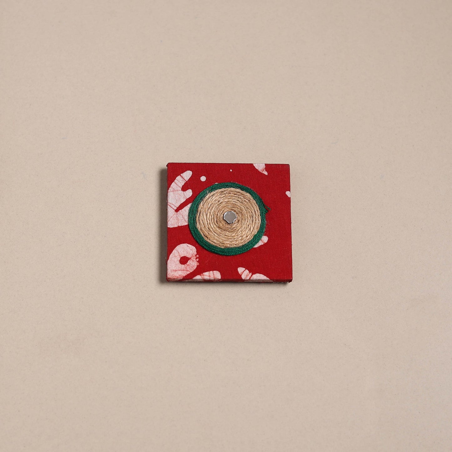 Mirror work handmade fabart jute magnet 32 - handcrafted