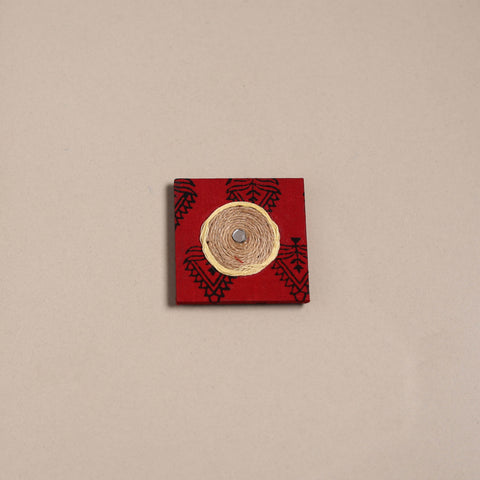 Mirror work handmade fabart jute magnet 34 - handcrafted