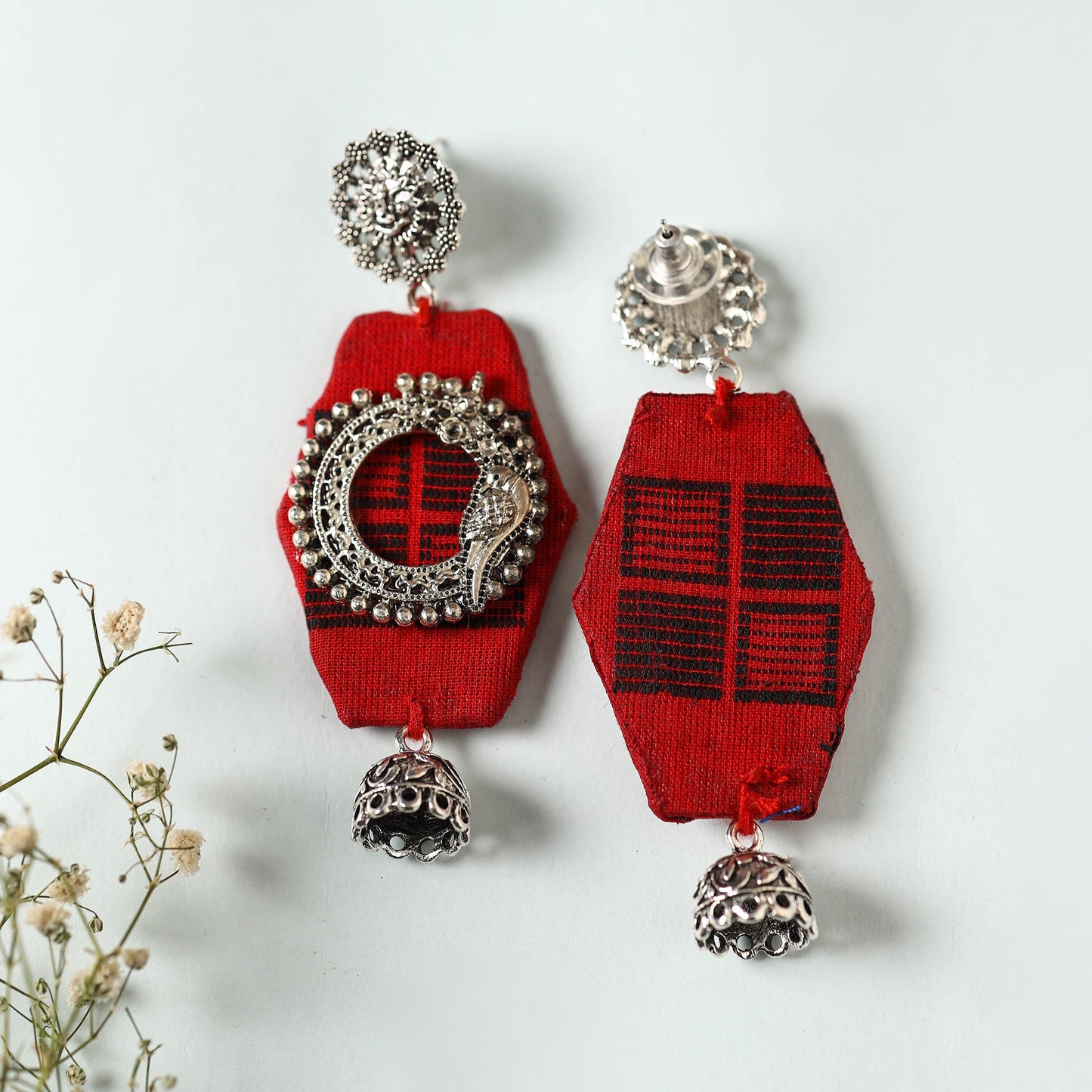 Red - misha handcrafted gs fabart earrings 44