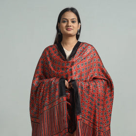 Red - modal silk dupatta 22 - handcrafted